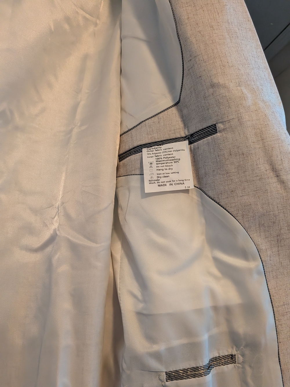 Men's Light Beige Single-Button Linen 2-piece Suit - Picture 4 of 5